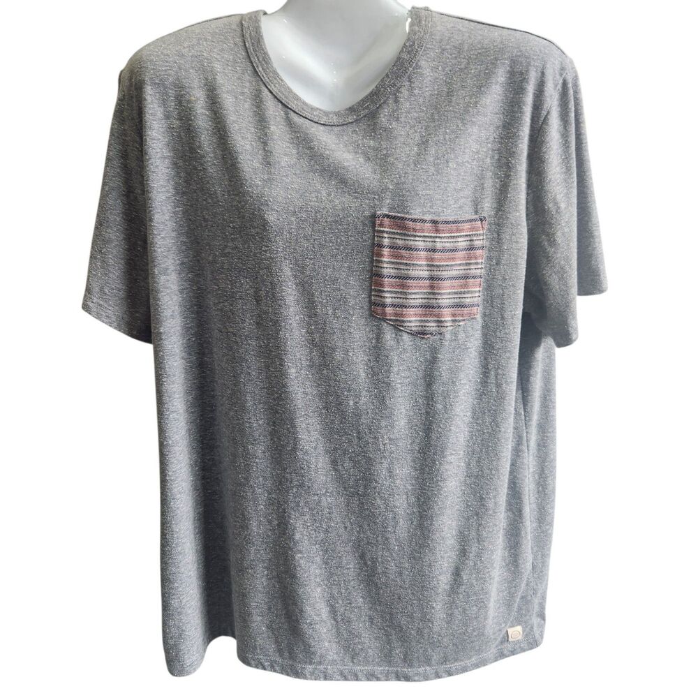 Marine Layer Mens L-Afternoon Pocket Tee Gray Nepped Slub Southwestern-Boho-Soft